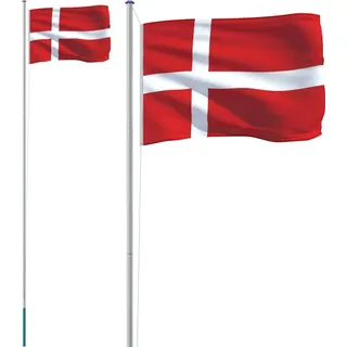 vidaXL Flagge Dänemarks mit Mast 6,23 m Aluminium