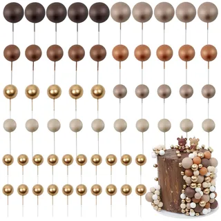 LARDUX 60 PCS Tortendeko Kugel - Backen Kuchen Dekorationen DIY Mini Ballon Cupcake Einsatz für Geburtstag Party Baby Dusche Hochzeit - Braun