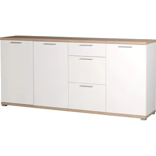 Germania 3202-178 Sideboard GW-Top in Weiß/Absetzung Sonoma-Eiche-Nachbildung, 192 x 88 x 40 cm (BxHxT)