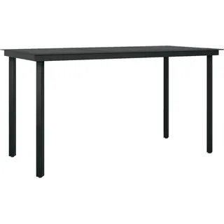 vidaXL Garten-Esstisch Schwarz 140x70x74 cm Stahl und Glas - Schwarz