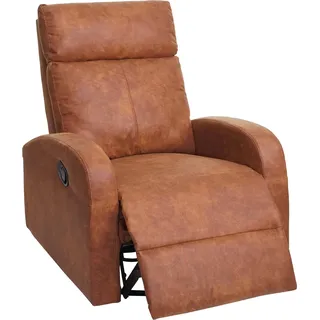 Fernsehsessel HWC-A54 Premium, Relaxsessel Schaukelstuhl Wippfunktion, drehbar Stoff/Textil wildKunstleder - Braun