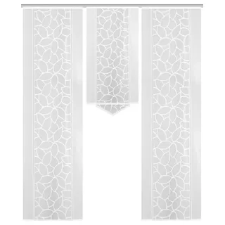 HOME WOHNIDEEN Schiebegardine »JENNA« Klettband 3 Stk. tlg. Schiebevorhang Jacquard Set, weiß