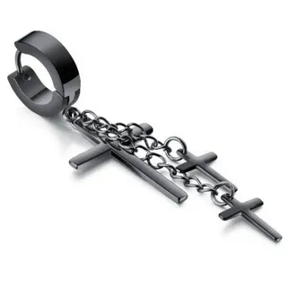 FIRETTI Creole Schmuck Geschenk Kreuz schwarz 13,6mm