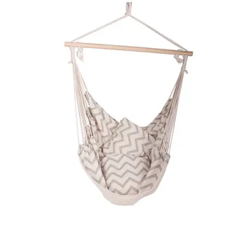 Gardenson Hängesessel , Grau, Weiß , Holz, Kunststoff, Textil , Füllung: Polyester, Baumwolle (recycelt),Polyester, Baumwolle (recycelt) , 90x120x65 cm , wetterbeständig, UV-beständig , Gartenmöbel, Gartenschaukeln, Hängesessel