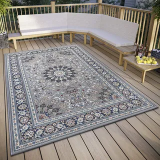 HANSE HOME Kadi Blau, (blau,creme), B:240cm H:3mm L:340cm, Polyester, Polypropylen (PP), Teppiche, Teppich, In-& Outdoor, Teppich, Wetterfest, Balkon, Garten, Wohnzimmer, Orient