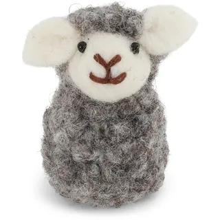 Gry & Sif Osterkranz, Dekokranz zum aufhängen, Filzkranz, Osterdekoration, Handmade, Fairtrade, Frühlingsdekoration, Naturdekoration (Schaf grau 5,5cm X 3 cm)