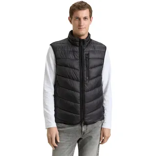 Steppweste TOM TAILOR, Herren, Gr. L, schwarz, Steppware, Obermaterial: 100% Polyester. Futter: 100% Polyester, unifarben, regular fit normal, Westen Steppweste, mit Taschen