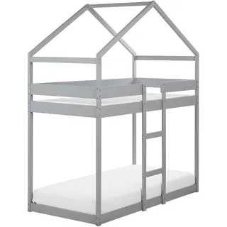 Beliani Hochbett Labatut 90 x 200 cm Kiefer grau