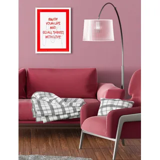 Bild mit Rahmen QUEENCE "Liebe, Spruch, Sprüche", rot (farbe rahmen: weiß, farbe bild(er): rot), B:40cm H:50cm T:2cm, Acrylglas, Holz, Bilder, Bild mit Rahmen, Poster mit buntem Acrylglas Passepartout