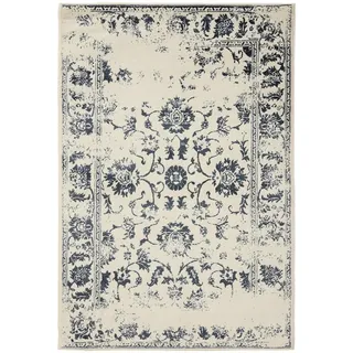 benuta Vintage-Teppich Suki 200/300 cm , Creme, Blau , Kunststoff , Vintage , Rechteckig , 200x300 cm , Oeko-Tex® Standard 100 , für Fußbodenheizung geeignet, in verschiedenen Größen erhältlich, pflegeleicht , Teppiche und Böden, Teppiche, Vintageteppiche