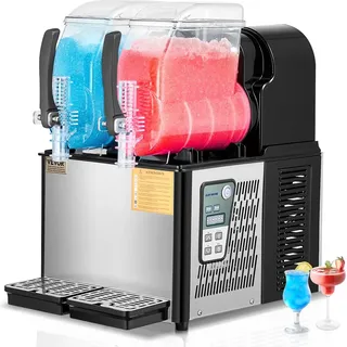 Vevor kommerzielle Slush-Maschine 4 L x 2 Doppeltank Slush-Eismaschine Slushy Machine für gefrorene Getränke, 32 Tassen Margarita-Smoothie-Maschine