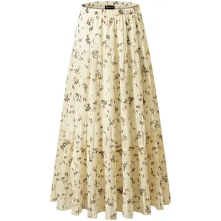 NASHALYLY Langer Faltenrock für Damen, lässiger Sommerrock aus Chiffon, Retro, lang, Maxirock