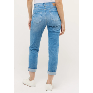 5-Pocket-Jeans ANGELS "DARLEEN CROP TU RIBBON", Damen, Gr. 42, Länge 30, blau (light blau used), Denim/Jeans, Obermaterial: 89% Baumwolle, 8% Polyester, 3% Elasthan, straight fit 7/8-Länge, Jeans 5-Pocket-Jeans