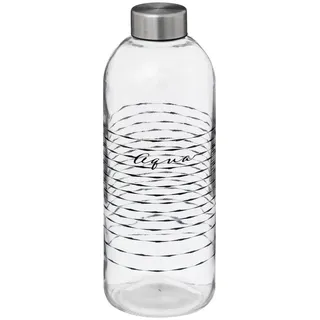 5 five simply smart 5five - Aqua 1L Glasflasche - H 25cm, Edelstahldeckel - Für Getränke, Tischkaraffe
