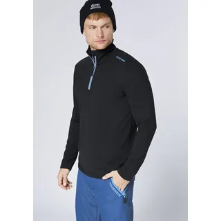 Strickfleece-Pullover CHIEMSEE, Herren, Gr. M, schwarz beauty, Obermaterial: 78% Polyester, 22% Elasthan, normal, Rundhals, Pullover Strickfleece-Pullover, mit sportlichem Logodruck, Langarm-Design, aus Strickfleece