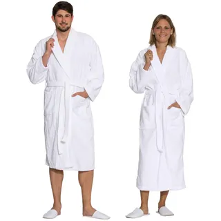 Zollner Bademantel, L, 100% Baumwolle, Weiß , Textil , onesize , Oeko-Tex® Standard 100 , Heimtextilien, Badtextilien, Bademäntel