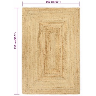 vidaXL Teppich Handgefertigt Jute Natur 160x230 cm