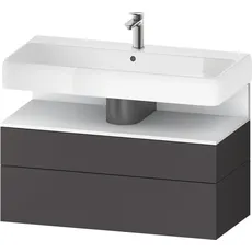 Duravit Qatego Waschtischunterbau, 1 Auszug und 1 Schublade, 990x470x590mm, Nische Weiß Matt, QA4395018, Farbe: Graphit Matt/mit Nischenbeleuchtung