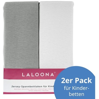 LaLoona Spannbettlaken 2er Pack für Matratzen 60x120 cm - 2X Baby Spannbetttuch Jersey aus 100% Baumwolle für Babybett und Kinderbett, Oeko-TEX® schadstoffgeprüft - 2 Stück (Weiß