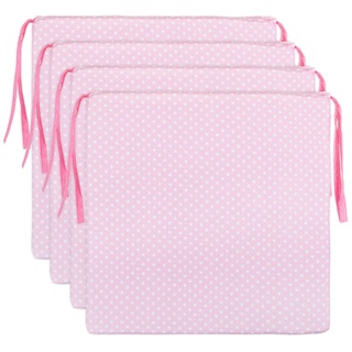 Brandsseller 4er Set Sitzkissen 40 x 40 cm Stuhlauflage Sitzauflage mit Bindebändern Klettverschluss – Rosa