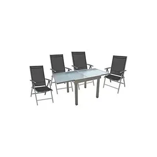 Garden Pleasure Sitzgruppe LOLA dunkelgrau, grau Metall, 5-teilig