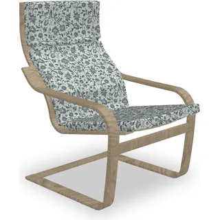 ABAKUHAUS Garten-Kunst Poäng Sessel Polster, Abstrakt: Botanik, Sitzkissen mit Stuhlkissen mit Hakenschlaufe und Reißverschluss, Beige Schiefer-Blau - Beige