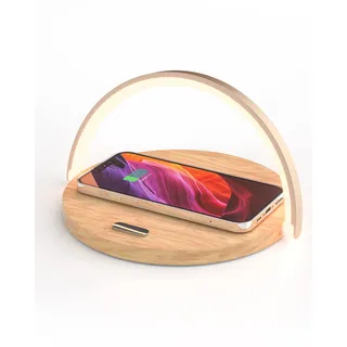COLSUR Tischlampe Kabellos mit 15W Wireless Charger, 3-in-1 Nachttischlampe mit USB-C Quick Charge und 3 Stufige Helligkeit, Touch Dimmbar und Smartphone Halter für Wohnzimmer Schlafzimmer