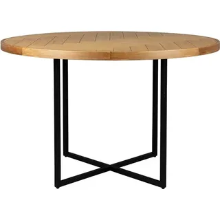 Esstisch CLASS EICHE mit Fischgrät Platte rund Ø 120 cm von DutchBone - Schwarz