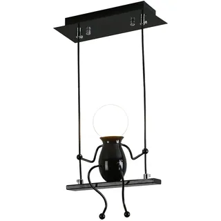 YOXANG Kreativ LED Pendelleuchte Decke Modern Kleine Leute Hängelampen Einstellbar Hängende Lichter Esszimmer Dekoration Eisen Karikatur Puppe Kronleuchter Deckenleuchten 1×E27 Backfarbe Schwarz