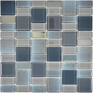 Glasmosaik grau Fliesenspiegel Wandverkleidung Bad WC 68-0213G 10 Mosaikmatten