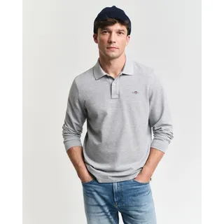 GANT Herren Poloshirt Pique Rugger Langarm-polo - Grey melange), - 4XL