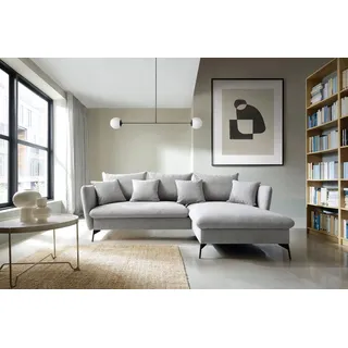 Ecksofa OTTO HOME "LIVORNO,258 cm, L-Form", grau (hellgrau), B:258cm H:91cm, 100% Polyester;PU-Schaum und Nosag-Federung.;Federung Ottoman : 12 x Feder Type B 1650mm;Ferderung 2 Sitzer: 10 x Feder Type B 650 mm;Sitz und Funktion: Schaum T30/40 8 cm., Sofas, Ecksofa, Schlaffunktion u. Bettkasten (139/224cm), Samt, Struktur, Webstoff