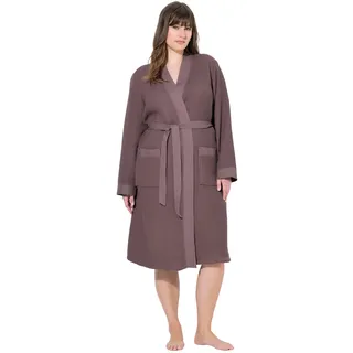 Ulla Popken Damen große Größen Übergrößen Plus Size Bademantel, Schalkragen, Gürtel, Waffelpiqué, Langarm