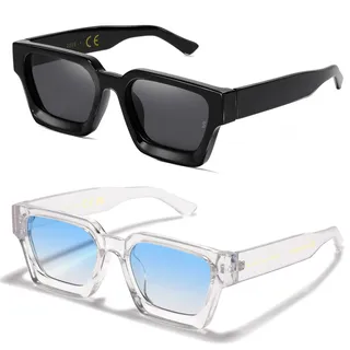 SHEEN KELLY Polarisierte Retro Rechteckige Dicke Sonnenbrille Herren Damen