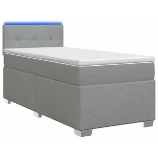 vidaXL Boxspringbett mit Matratze und LED Hellgrau 90 x 200 cm Stoff - Hellgrau