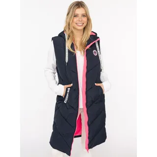 Steppweste ZWILLINGSHERZ "Strandglück", Damen, Gr. M, blau (marine), Steppware, Obermaterial: 100% Polyester, normal knielang, ohne Ausschnitt, Westen Steppweste, Doppel-Zipper, Kontrastdetails, Eingrifftaschen, modisch, knielang, Topseller