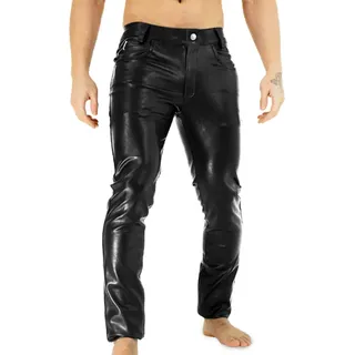 Bockle® Power Tube Lamb Zip Enge Herren Lederhose schwarz, W31/L32 - Schwarz