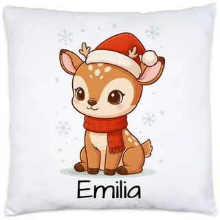 Kiddle-Design Kissen mit Namen personalisiert, Kuschelkissen Weihnachten Geschenk Junge & Mädchen mit Pinguin, Nikolausgeschenk, Kinder mit Tier