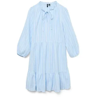 Vero Moda Nanna Langarm-midikleid - Airy Blue / Snow White - S