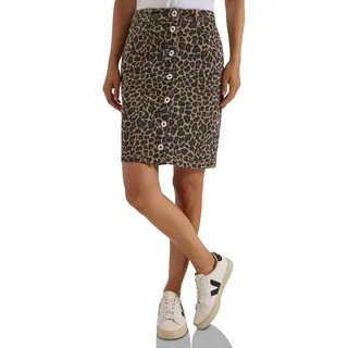Cecil Knielanger Denim Rock mit Leo-Muster Creamy Mocha 28