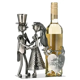 CE Flaschenhalter, 28 cm, Silber, Bodenstehend, Just Married