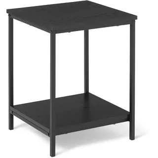 Amazon Basics Beistelltisch mit unterer Ablage, quadratisch, Nachttisch für Schlafzimmer, Wohnzimmer-Beistelltisch mit Stahlgestell, einfache Montage, 40 x 40 x 51cm, schwarz
