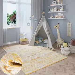 OTTO home "Bente", rechteckig 10 mm Höhe Handweb Teppich, 90% Baumwolle, handgewebt, Scandi,