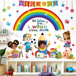 decalmile Wandsticker Regenbogen Kinder Wandtattoo Spruch Motivation Lesen Lernen Wandaufkleber Klassenzimmer Kinderzimmer Lesen Ecke Wanddeko