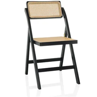 Gardenson Klappstuhl , Braun, Schwarz , Holz , Bambus, Rattan , 45.5x83.5x45 cm , klappbar , Esszimmer, Stühle, Klappstühle