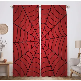 Allenjoy Superhelden-Spinnennetz, Kinder-Fenstervorhänge für Jungen, Kinderzimmer, Schlafzimmer, Kleinkind, Heimbüro, Dekorationen, Verdunkelung, maschinenwaschbar, 208.3x213.4 cm