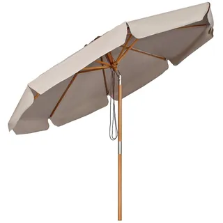Sekey Sonnenschirm 300 cm Holz-Sonnenschirm Marktschirm Gartenschirm Terrassenschirm Rund UV50+