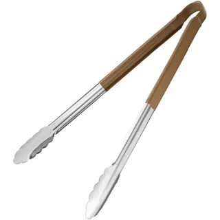 Hygiplas farbkodierte Servierzange HC850, braun, 405 mm, Edelstahl-Servierzange für Cocktail-Garnituren, Eis, Buffet-Küchenartikel, Bar-Werkzeuge