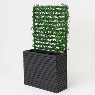 Kistenland XXXL Blumenkasten „Margarete“ mit Sichtschutz - 180cm Höhe - Blumentrog mit Rankgitter/Pergola (anthrazit)