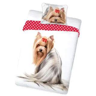 Faro 2 TLG Hunde Dog Bettwäsche Baumwolle Best Friends 008 140x200cm, Mehrfarben, 200 x 140 cm - Rot